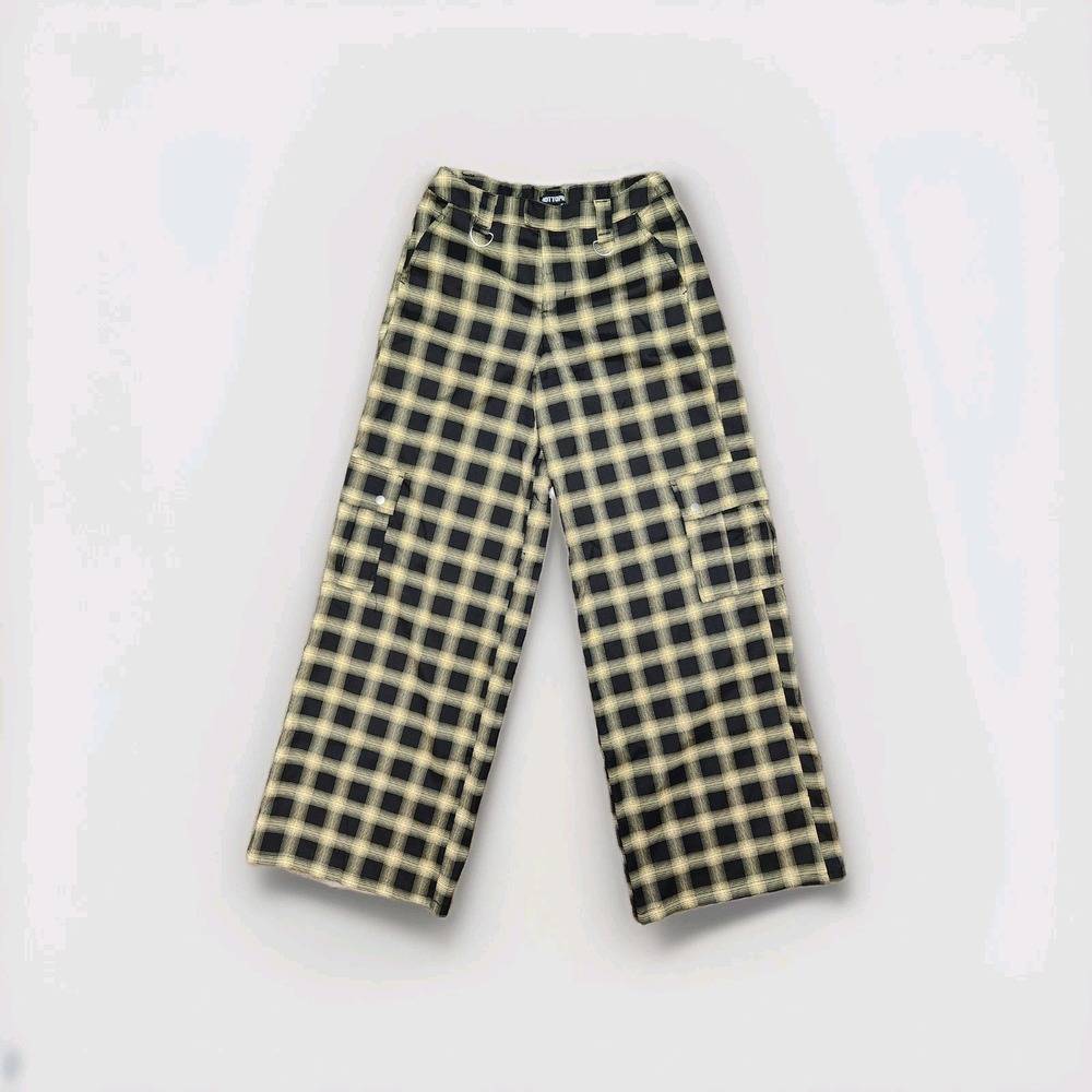 Hot Topic Yellow And Black Plaid Wide Leg Pants Size M